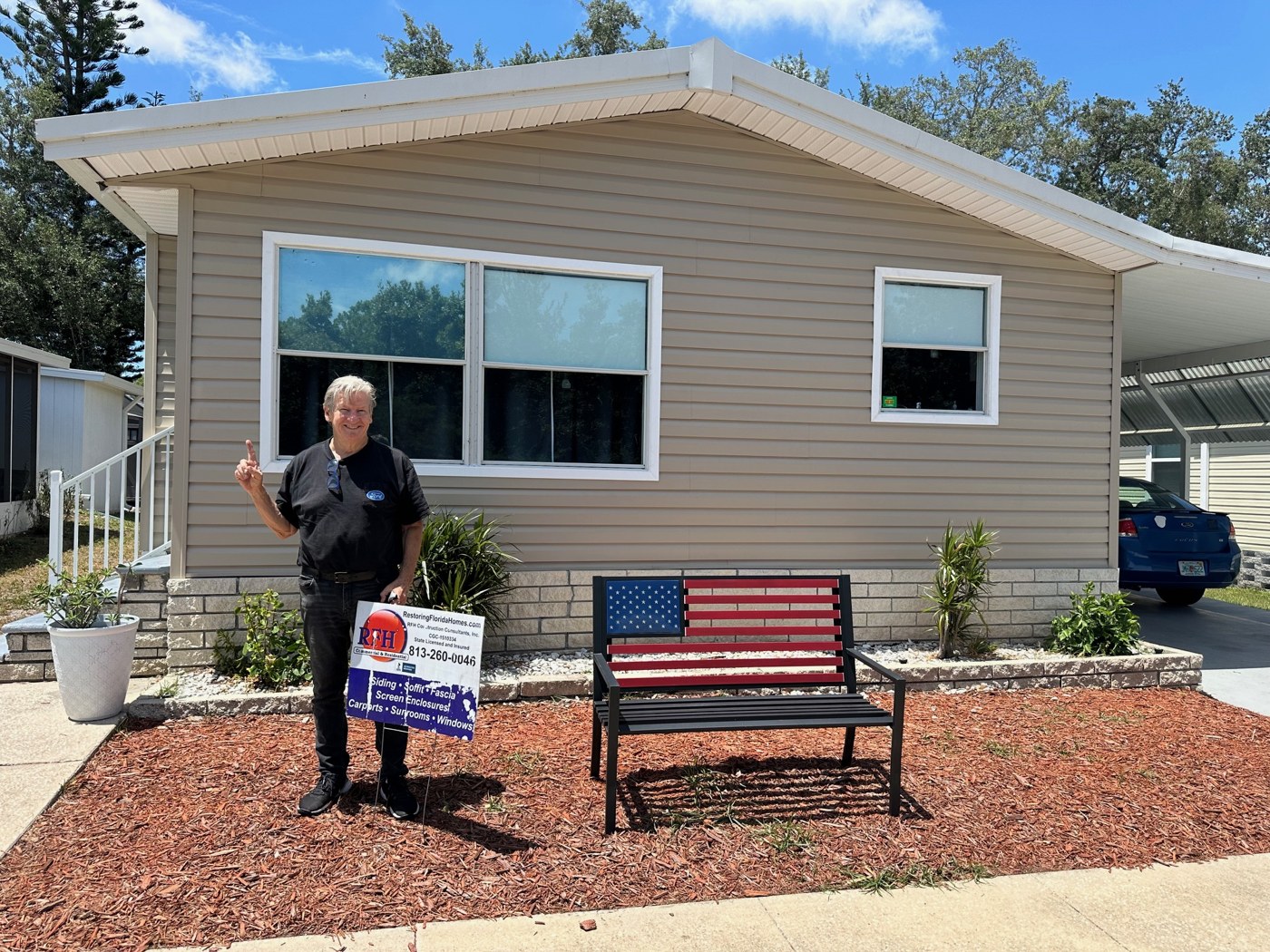 Completed RFH mobile home siding and replacement window project